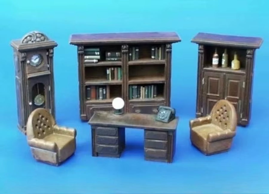 1/35 Scale Die-Cast Resin Model Assembled Kit Furniture-Study Room Scene Model Unassembled and Unpainted No Etched Sheet
