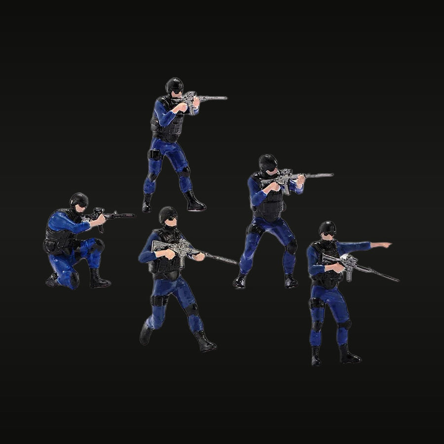 Modern SWAT/Special Forces Tactical Operators Five Figure Set 1/64 Resin Kit - unpainted resin model kit