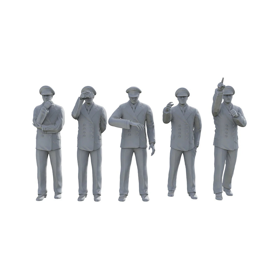 WWII German Navy Officers Set 1/700 Scale Resin Figures (5 Poses) - resin model view 2