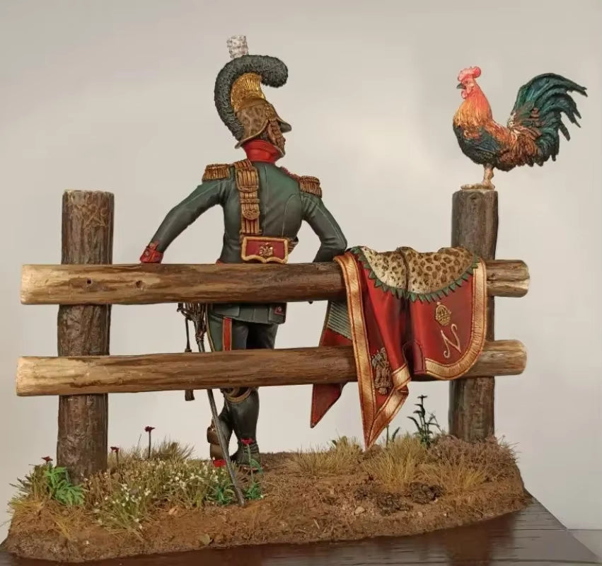 Napoleonic Officer with Leopard Cape & Rooster 75mm Resin Figure Kit - resin model view 2