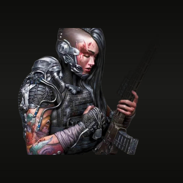 Cyberpunk Female Assassin with Rifle 1/9 Resin Bust