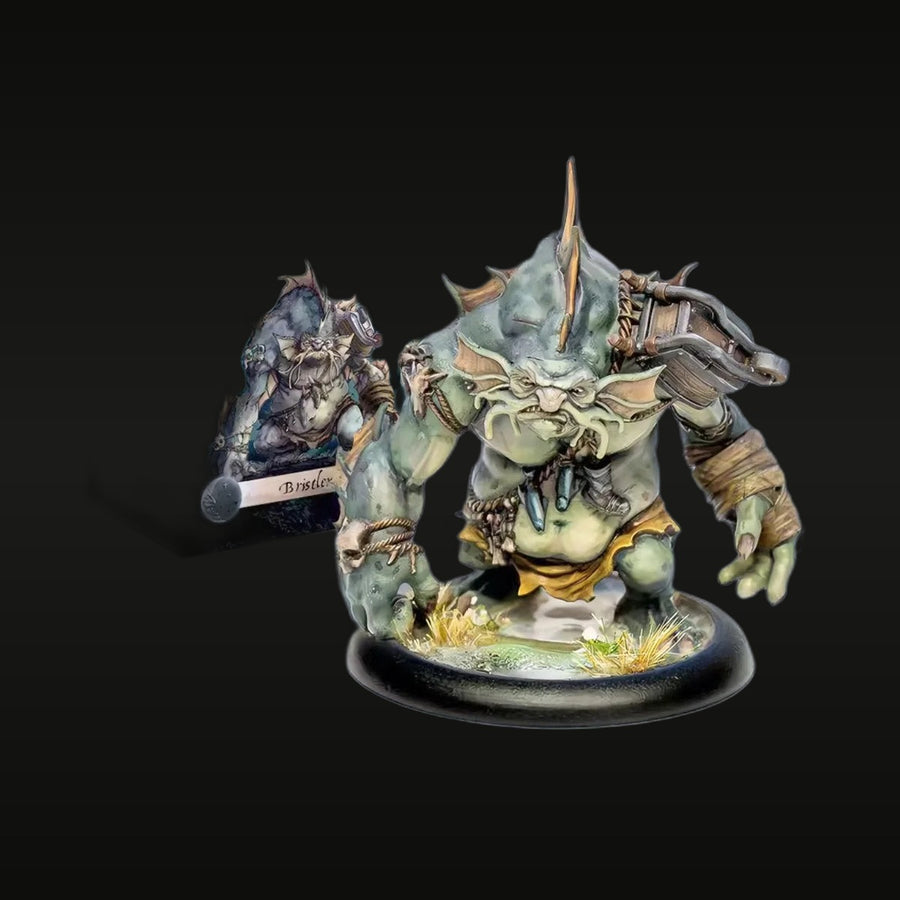 Fantasy Green Troll Warrior with Bone Spike Helm 75mm Resin Figure Kit - unpainted resin model kit