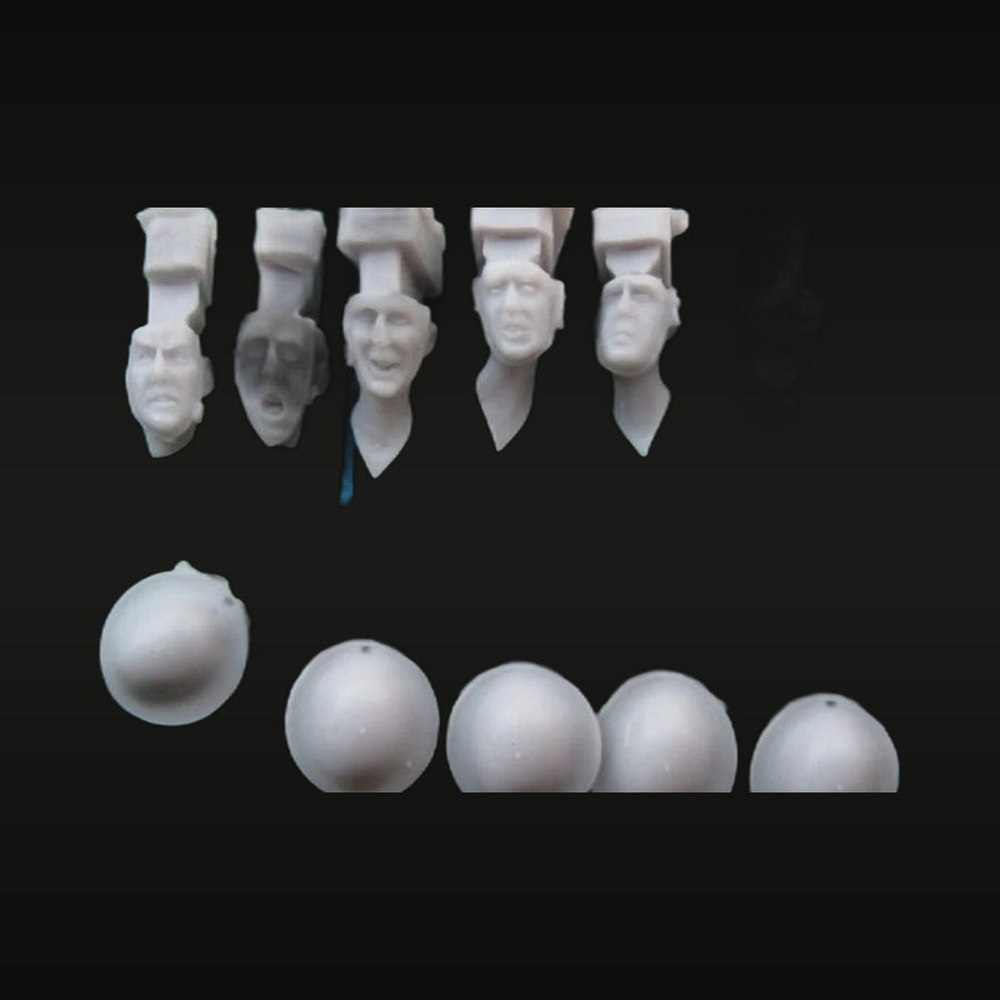 WWII Military Soldier Replacement Head Set with Helmet Blanks 1/35 Resin Accessory Kit - unpainted resin model kit