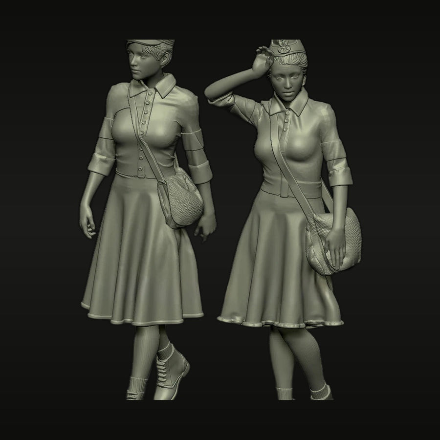 WWII Female Service Personnel Set 1945 1/35 Resin Figure Kit - unpainted resin model kit