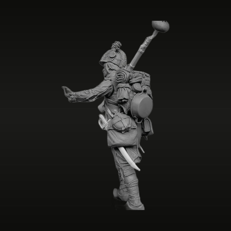 Napoleonic French Infantryman Leaping with Musket 54mm Resin Figure - unpainted resin model kit