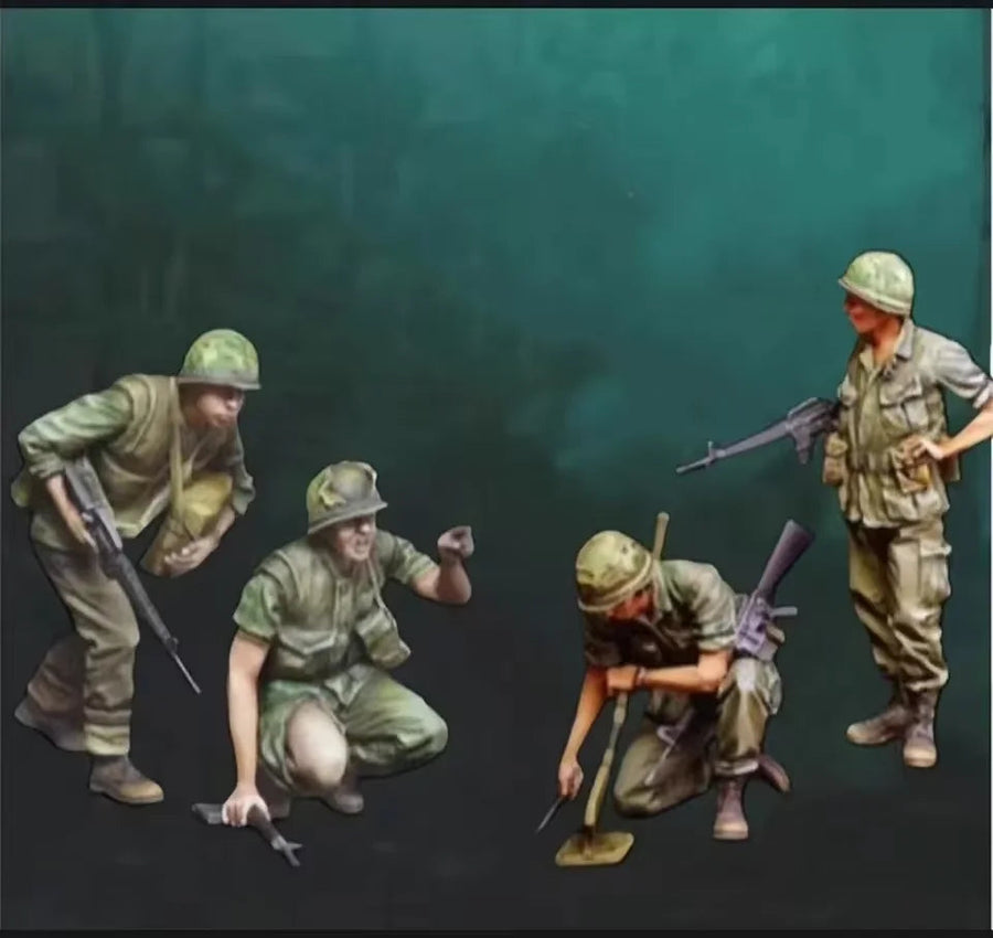 Vietnam War US Infantry Squad 4-Figure Set 1/35 Resin Kit - unpainted resin model kit