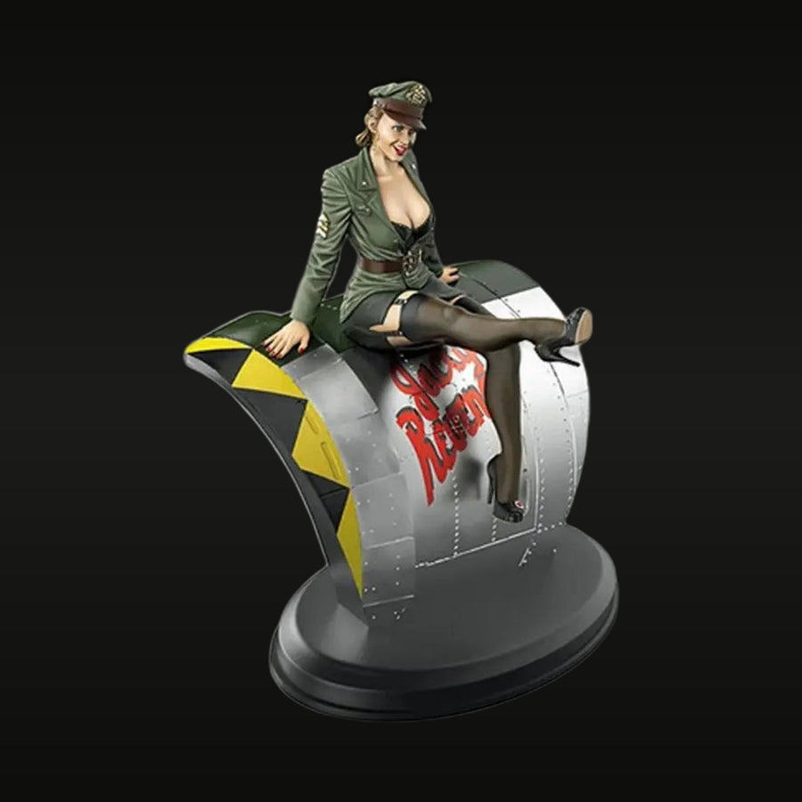 WWII American Pinup Girl Seated on Aircraft Fuselage Base 1/35 Resin Figure Kit - unpainted resin model kit