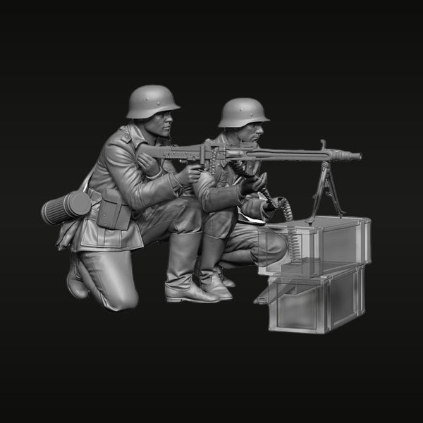 WWII American M1919 Browning Machine Gunner Team 1/35 Resin Figure Set