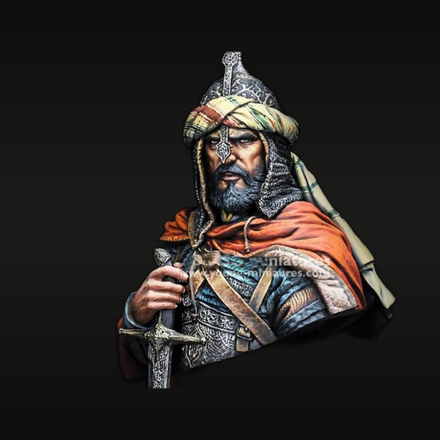 Medieval Arabian Warrior with Spiked Helm 1/10 Resin Bust - unpainted resin model kit