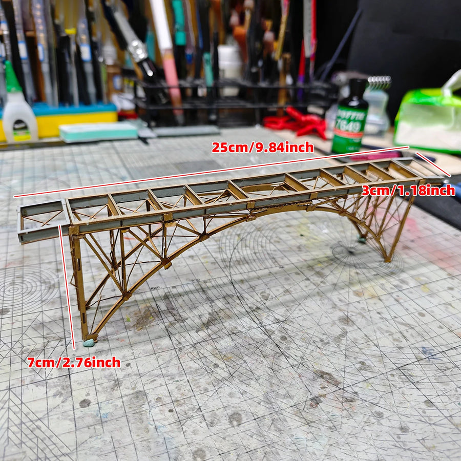 Assembly Architectural Model Sand Table Bridge Wooden Bridge Steel Bridge RAILWAY BRIDGE Diorama Scale Model Kit 1/87