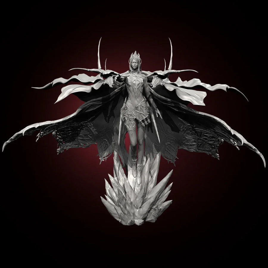 Winged Demon Sorceress with Horns 50mm Resin Figure Kit - resin model view 3