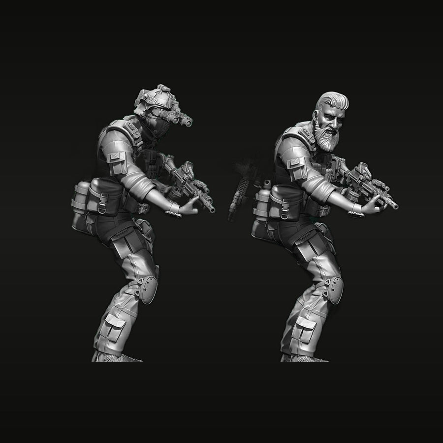 Modern US Special Forces Operator with 2 Head Options 75mm Resin Figure Kit - unpainted resin model kit