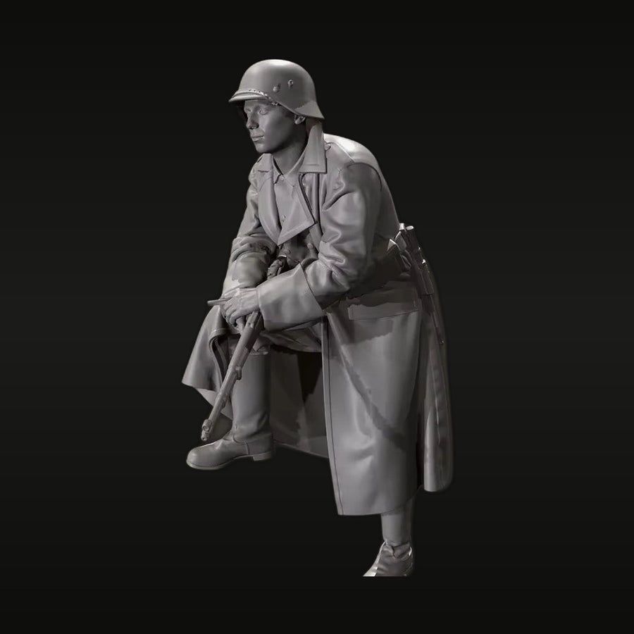 WWII German Wehrmacht Soldier Seated with K98 1/35 Resin Figure Kit - unpainted resin model kit