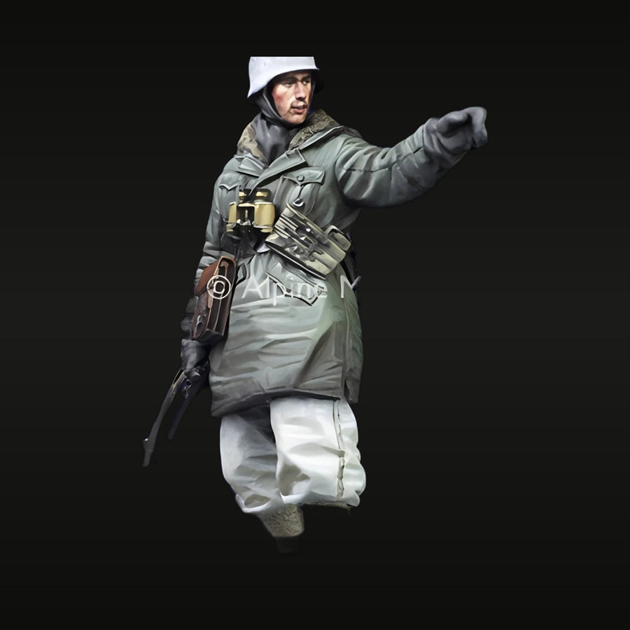 WWII German Soldier Winter Camouflage with Kar98k 1/35 Resin Figure Kit - unpainted resin model kit