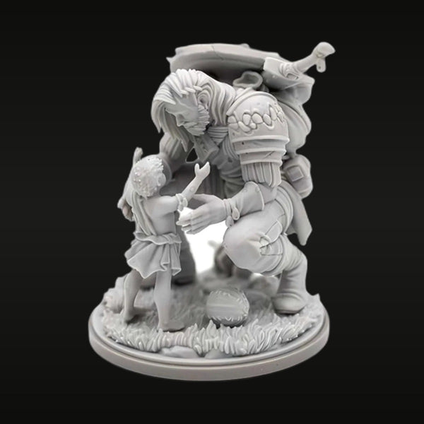 Fantasy Undead Skeletal Warrior with Child Companion 75mm Resin Diorama Bust Kit