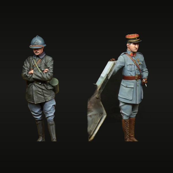 WWI French General Officer & Infantryman 1/35 Resin Figure Set