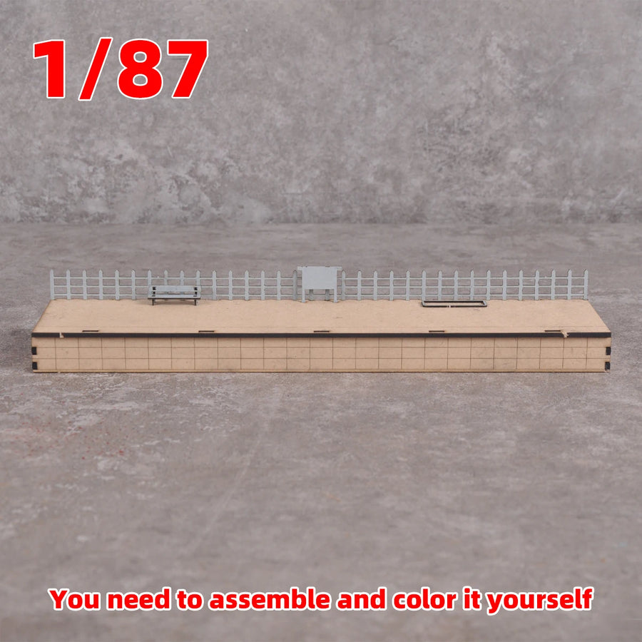 Assembly Architectural Sand Table Train Railway Residence Dwelling Railway Station Platform Diorama Scale Model Kit 1/87