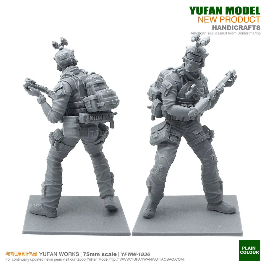 Modern Special Forces Operator with Night Vision and Tactical Gear 75mm Resin Figure Kit - resin model view 4