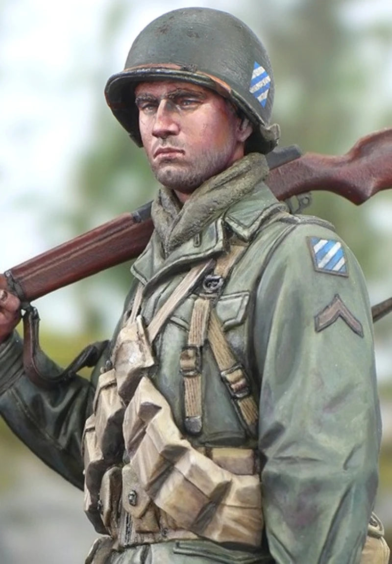 1/16 Scale Die-Cast Resin Figure Model Kit US Army 3Rd Armored Division Soldier Single Person Unassembled and Unpainted