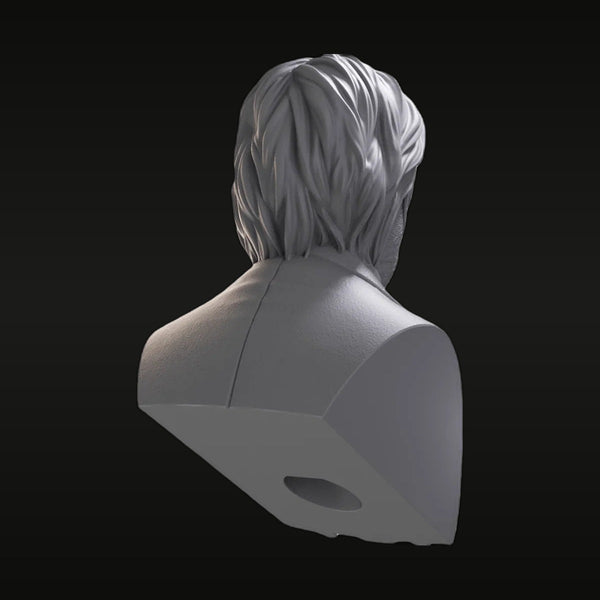 Male Fantasy Character Portrait Bust with Flowing Hair 55mm Resin
