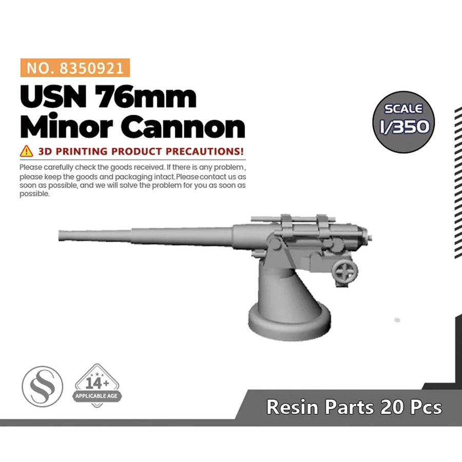 MRY-SFW SS921 1/72 1/350 1/700 3D Printed Resin Detail up USN Minor Cannon[76Mm]