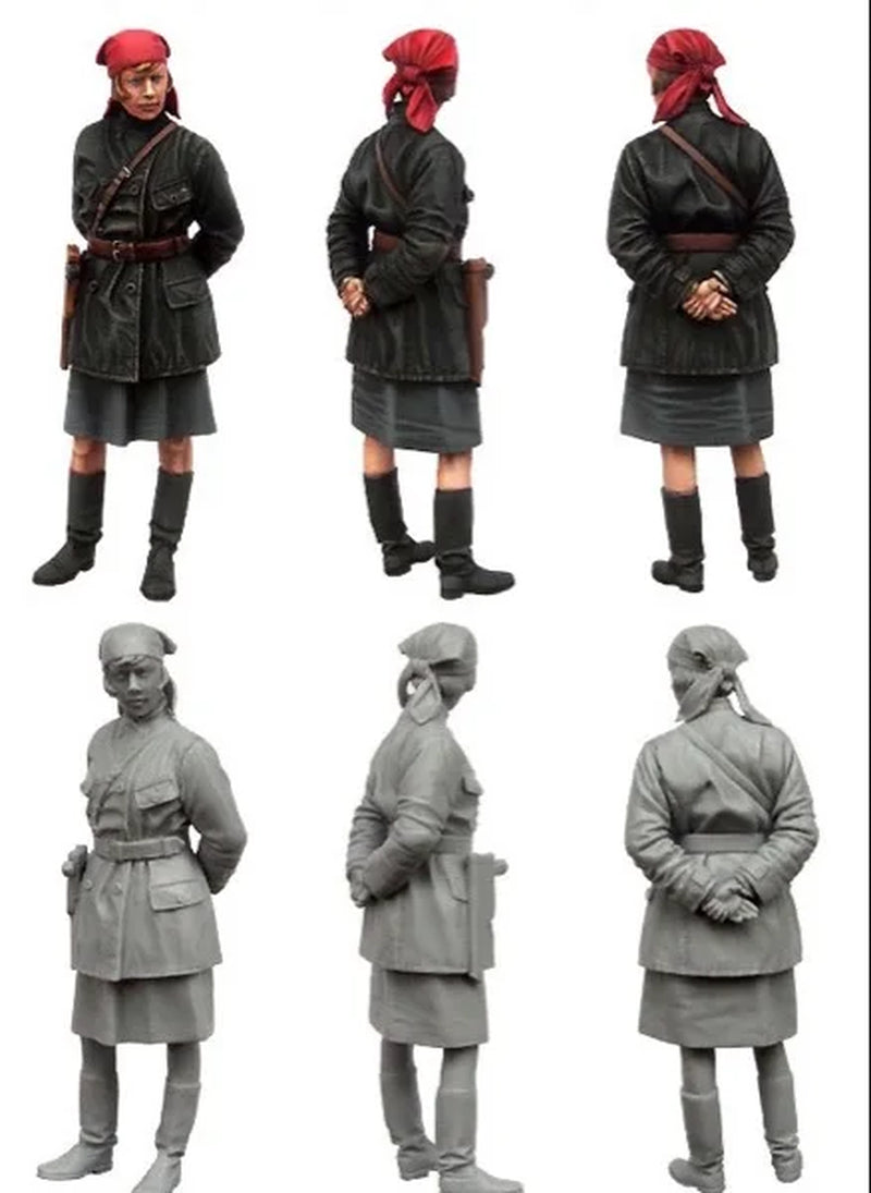WWII Soviet Female Red Army Soldier with Pistol 1/35 Resin Figure Kit - resin model view 2
