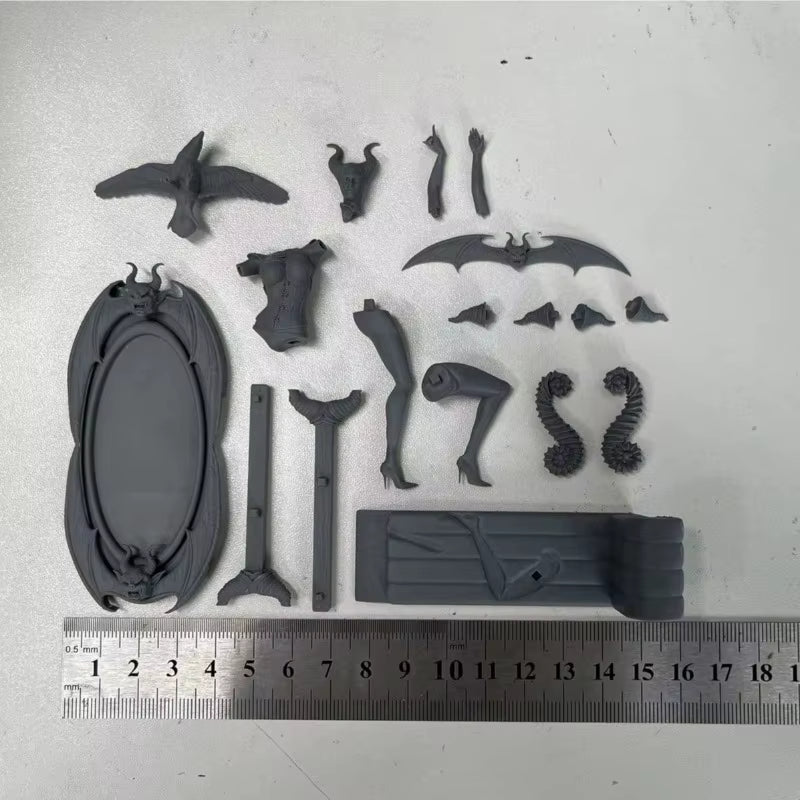 Fantasy Maleficent Dark Sorceress with Horned Headdress 1/24 Resin Bust Kit - resin model view 5