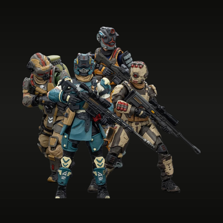 Sci-Fi Cyberpunk Tactical Operator Team with Sniper Rifles 32mm Resin 4-Figure Kit - unpainted resin model kit