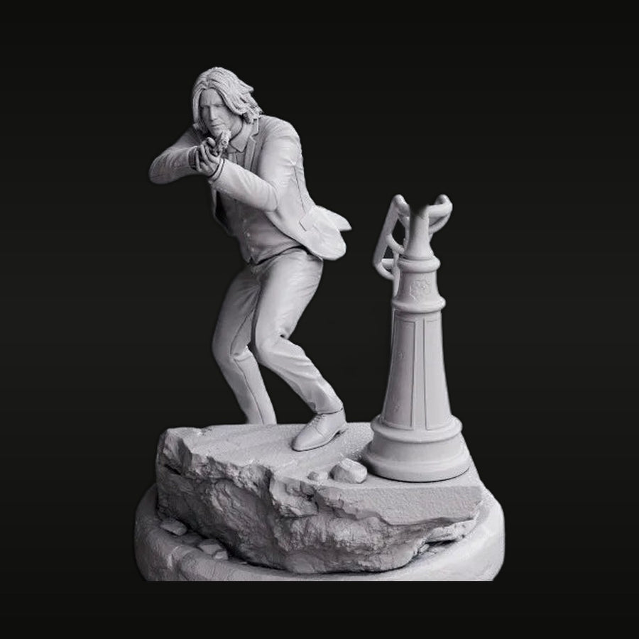 John Wick Style Action Figure with Chess Piece 1/24 Resin Diorama Kit - unpainted resin model kit
