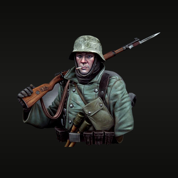 WWII Soviet Infantryman with Mosin-Nagant 1941 1/10 Resin Bust Kit