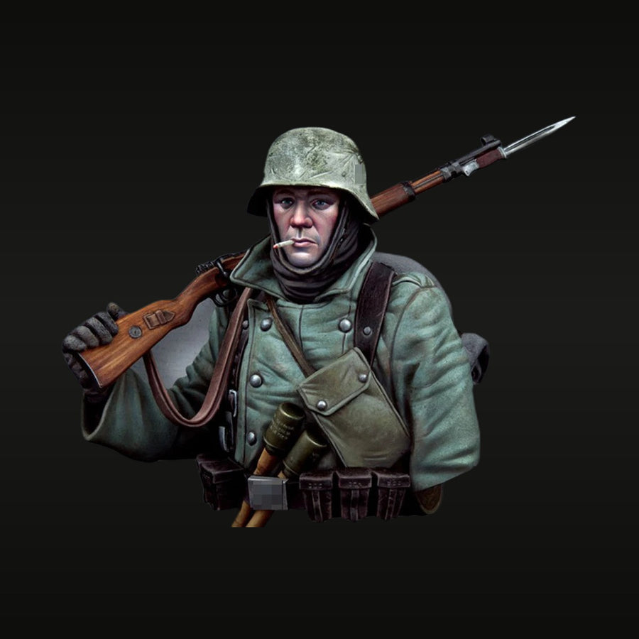 WWII Soviet Infantryman with Mosin-Nagant 1941 1/10 Resin Bust Kit - unpainted resin model kit