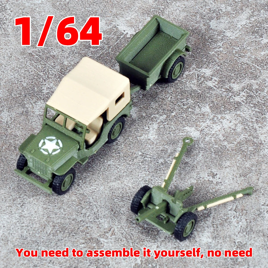 WWII Military Jeep with Trailer 1:64 Resin Vehicle Kit - resin model view 5