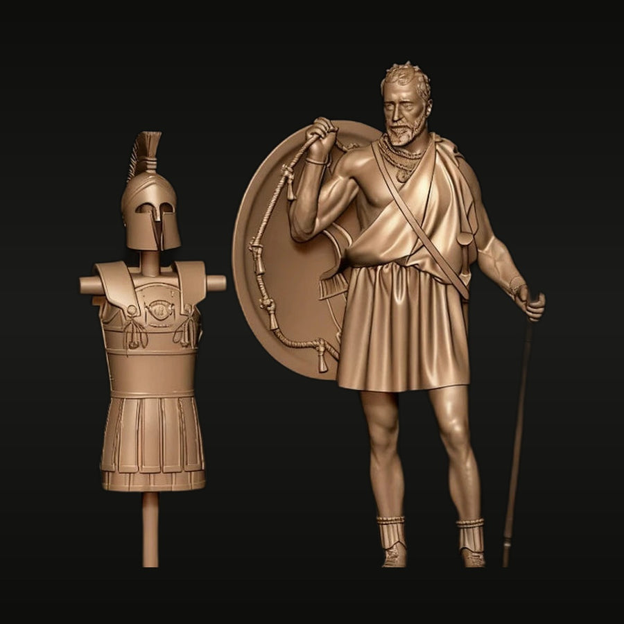 Ancient Greek Hoplite Warrior Bust and Figure Set 75mm Resin Kit - unpainted resin model kit