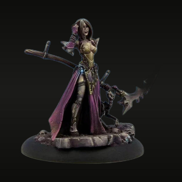 Fantasy Female Dark Sorceress with Axe Staff 28mm Resin Figure