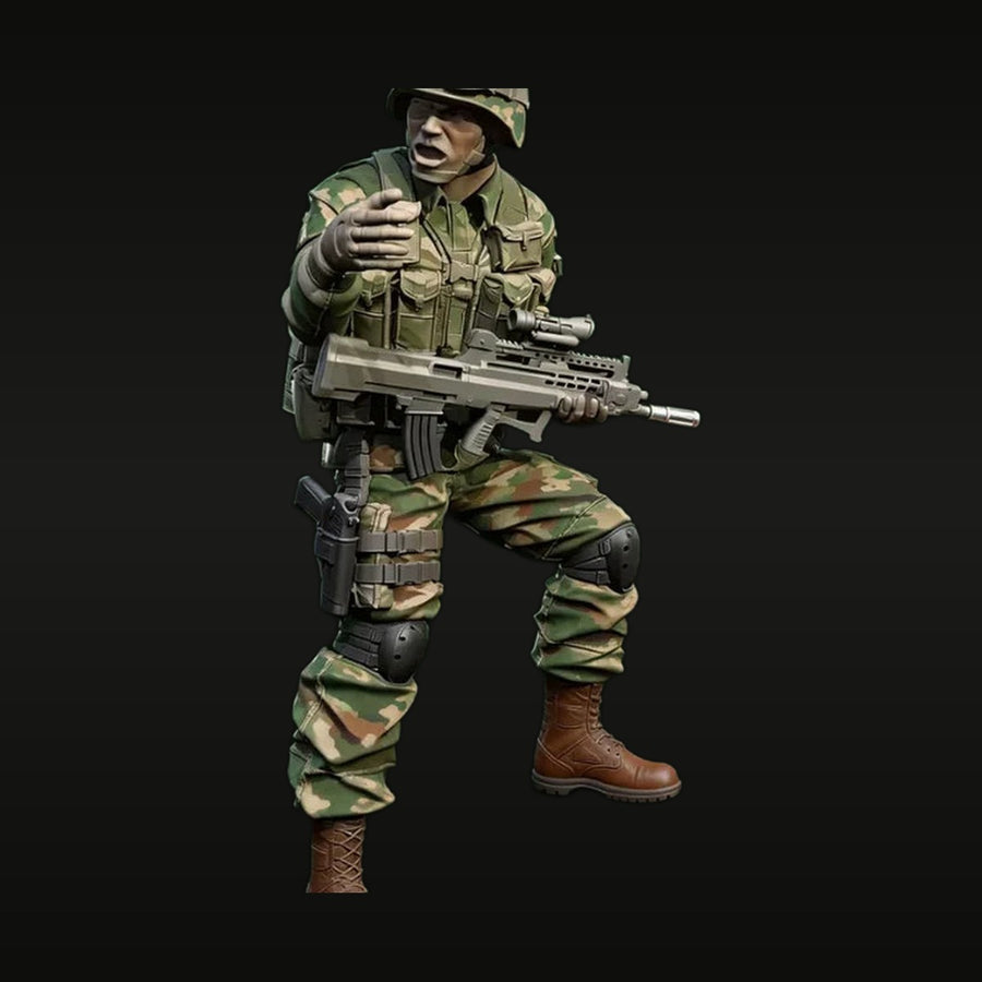 Modern Soldier with Assault Rifle & Body Armor 1/12 Resin Figure Kit - unpainted resin model kit