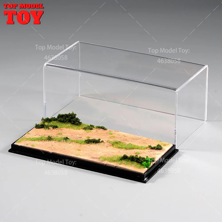 20X10Cm Racing Wilderness Grassland Scene Platform with Glass Scene Model Suitable for 1/64 1/43 Car Miniature Diorama Figure