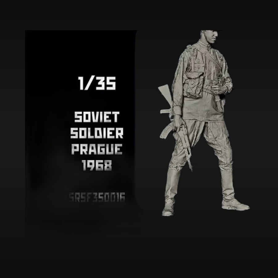 Cold War Soviet Soldier Prague 1968 with AK-47 1/35 Resin Figure Kit - unpainted resin model kit