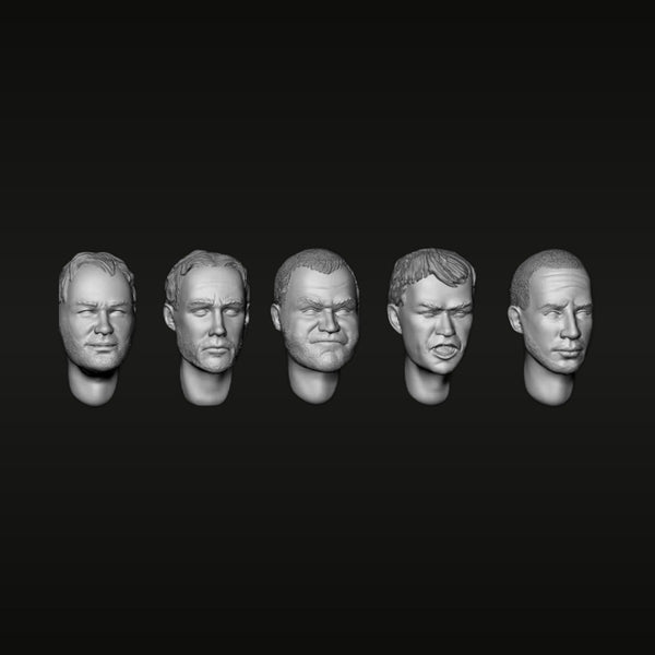 1/35 Male Head with Hair — 5 Variants (Resin Accessory)