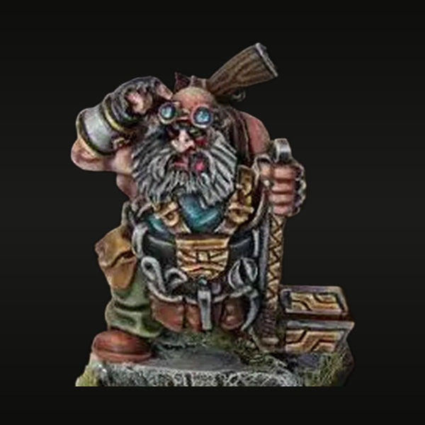 Fantasy Dwarf Master Gunner with Goggles 28mm Resin Figure Kit