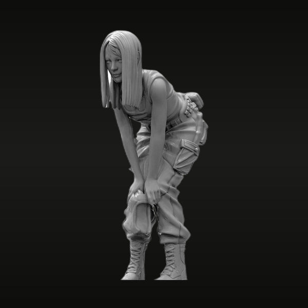 Sci-Fi Female Commando with Long Hair 75mm Resin Figure Kit