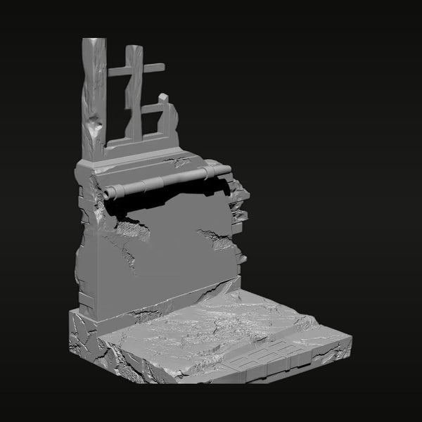 Damaged Fortified Gun Emplacement with Cannon 1/35 Resin Diorama Kit