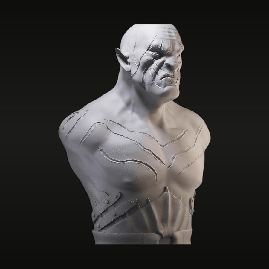 Fantasy Orc Warrior Scarred Bust 70mm Resin Figure - unpainted resin model kit