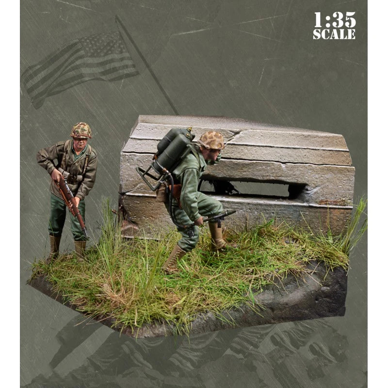 WWII US Machine Gun Bunker Diorama 1/35 Resin Kit - resin model view 3