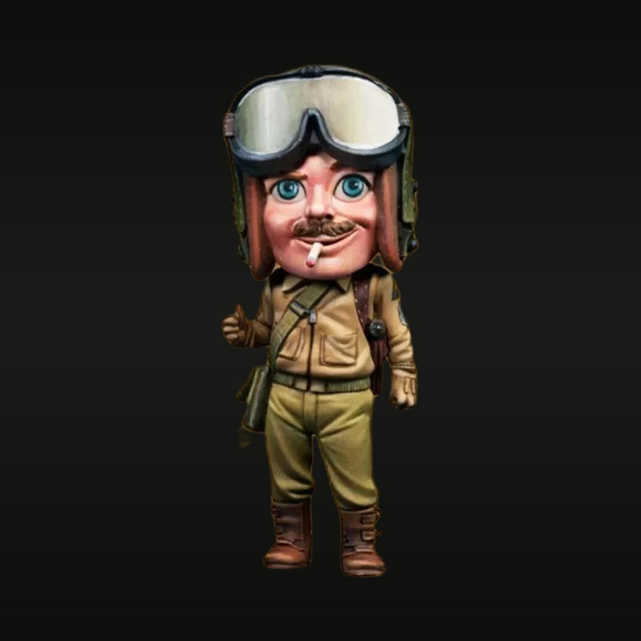 WWII American Pilot Rocky 'Star' Cooper 75mm Chibi Resin Figure Kit - unpainted resin model kit