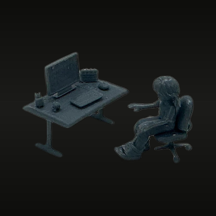 Computer Desk Diorama Set 1/87 Resin Terrain Kit - unpainted resin model kit