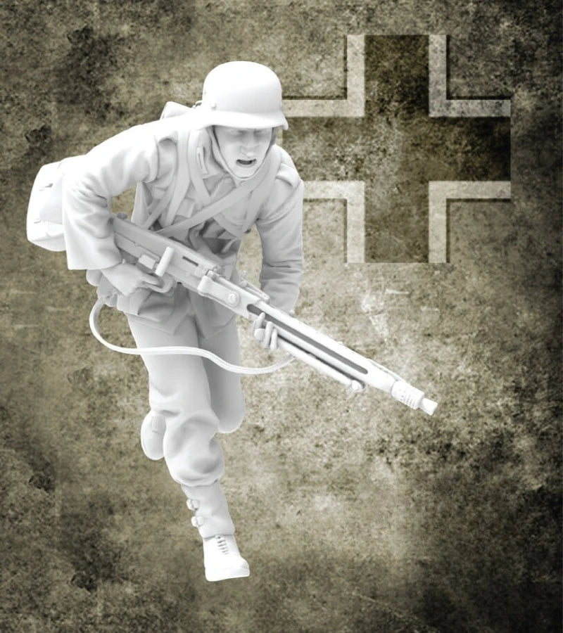 1/35 Scale Die-Cast Resin Figure Model Kit WWII German MG Gunner Unassembled and Unpainted
