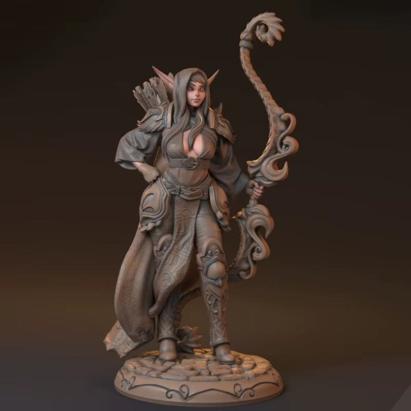 Fantasy Female Sorceress with Skull Staff 1/35 Resin Figure Kit - resin model view 2