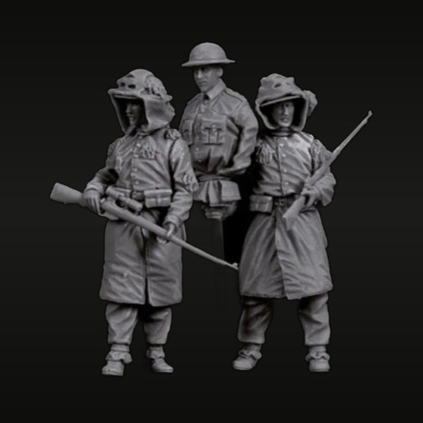 WWI British Soldiers 3-Figure Set with Rifles 1/35 Resin Kit