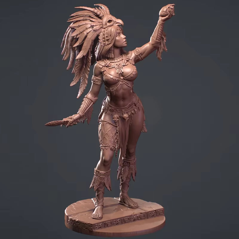 Fantasy Mesoamerican Warrior Priestess 1/24 Resin Pinup Figure Kit - resin model view 2