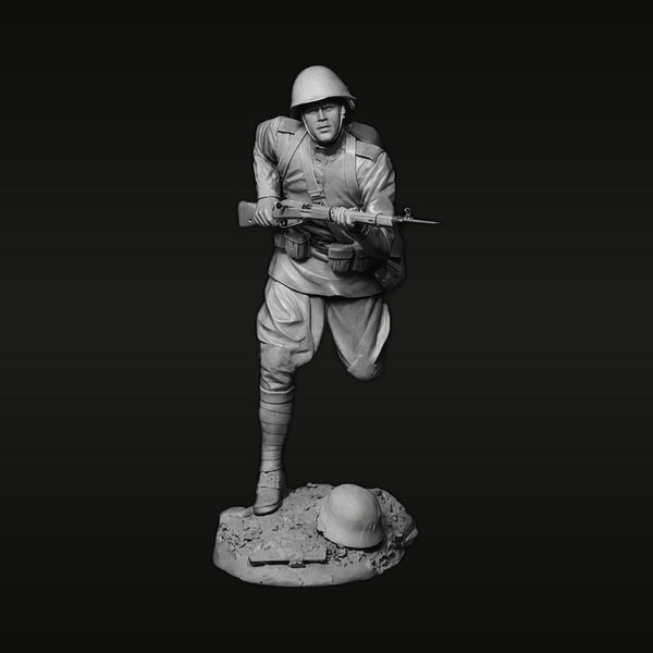 WWI British Soldier Running with Lee-Enfield Bayonet 1/24 Resin Figure Kit